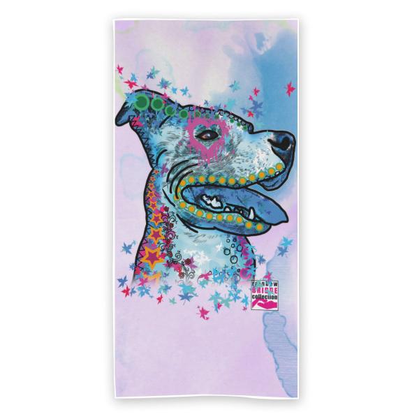 Badehandtuch JayJay – Popart-Hundemotiv, 75x165 cm, 100 % Polyester, weich & schnelltrocknend